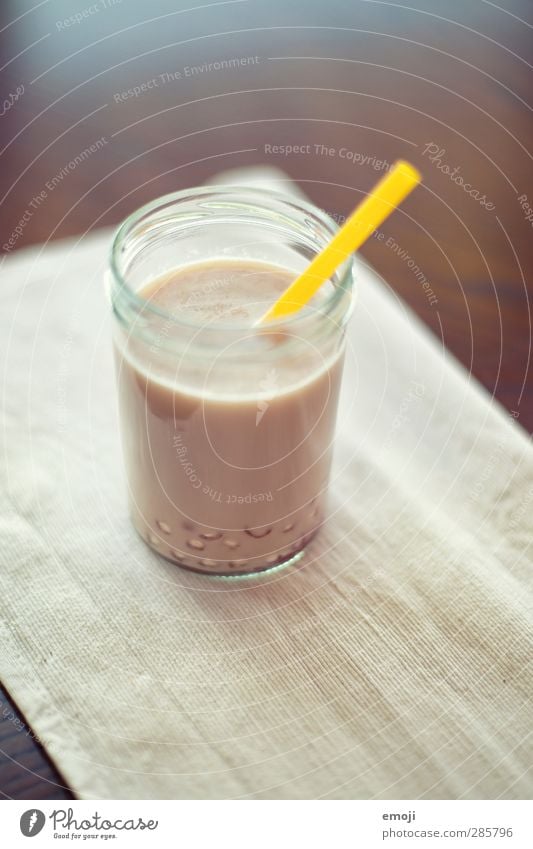 selfmade bubble tea Nutrition Beverage Drinking Cold drink Milk Tea Glass Straw Fluid Delicious Colour photo Interior shot Deserted Copy Space top