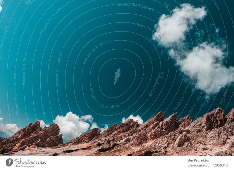 Mountain range with clouds in Dolomites II Tourism Structures and shapes Copy Space bottom Vacation & Travel Light Copy Space right Shadow Contrast