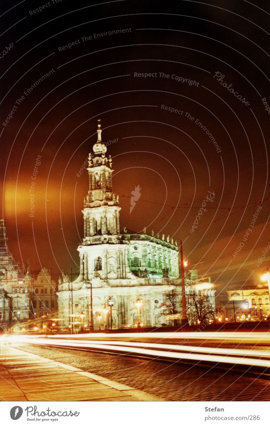 tradition Hofkirche Dresden Night Long exposure Religion and faith