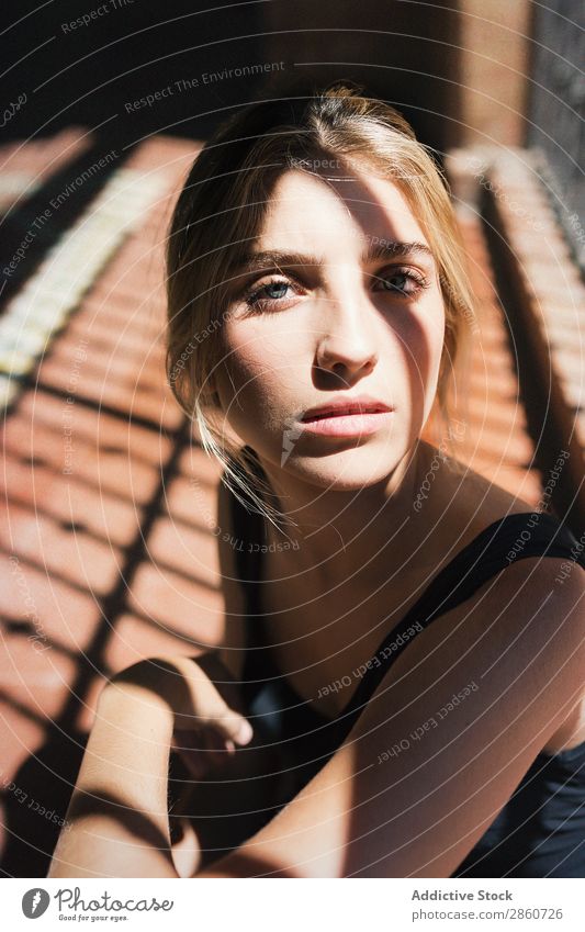 Close Up Of Woman In Sunlight A Royalty Free Stock Photo From Photocase