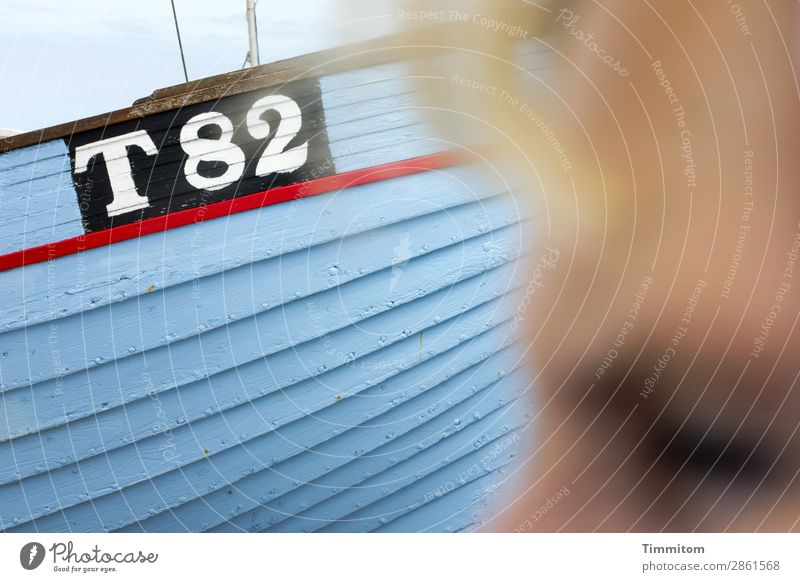 panoramic Vacation & Travel 1 Human being Beautiful weather Denmark Navigation Fishing boat Wood Characters Digits and numbers Looking Blue Red Black White