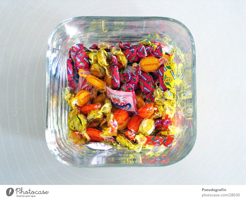 candy jar Candy Nutrition Paper Glass Sweet Colour photo Multicoloured Interior shot Detail Bird's-eye view