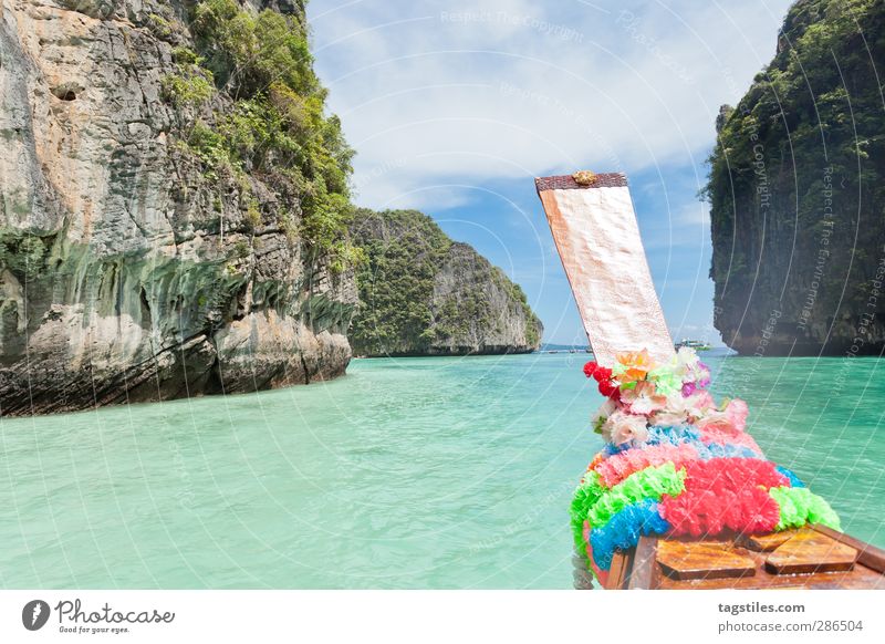 Setting sail - Thailand Krabi Ko Phi Phi Le Phi Phi island Longboat Watercraft Andaman Sea Vacation & Travel Travel photography Idyll Flower Freedom Card