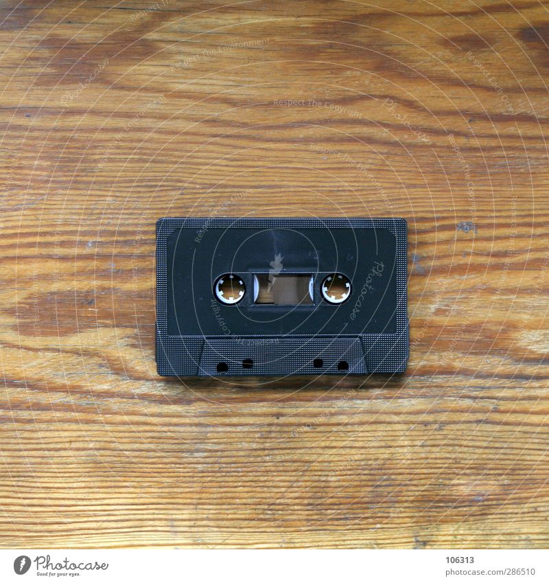 Black Star Radio (device) Happy Analog Tape cassette Music Media Occur Retro Vintage Old Audio tape Colour photo Interior shot Deserted