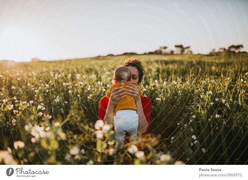 Mother and Baby in Nature Lifestyle Child Toddler Young woman Youth (Young adults) Adults 2 Human being 0 - 12 months 18 - 30 years Spring Beautiful weather