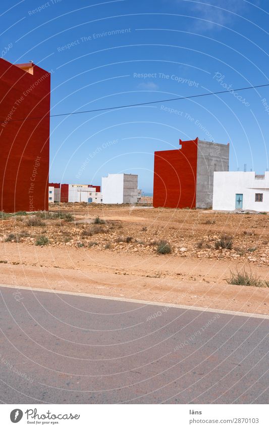 development area House (Residential Structure) Landscape Morocco Africa Village Manmade structures Building Wall (barrier) Wall (building) Facade Street Simple