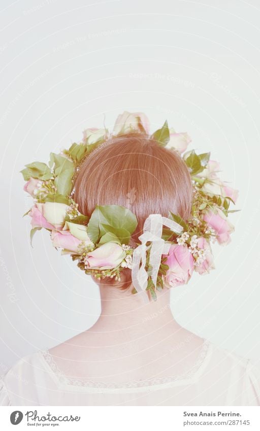 ! Feminine Young woman Youth (Young adults) Woman Adults Hair and hairstyles Back Nape 1 Human being 18 - 30 years Spring Flower Leaf Blossom Fashion Headwear