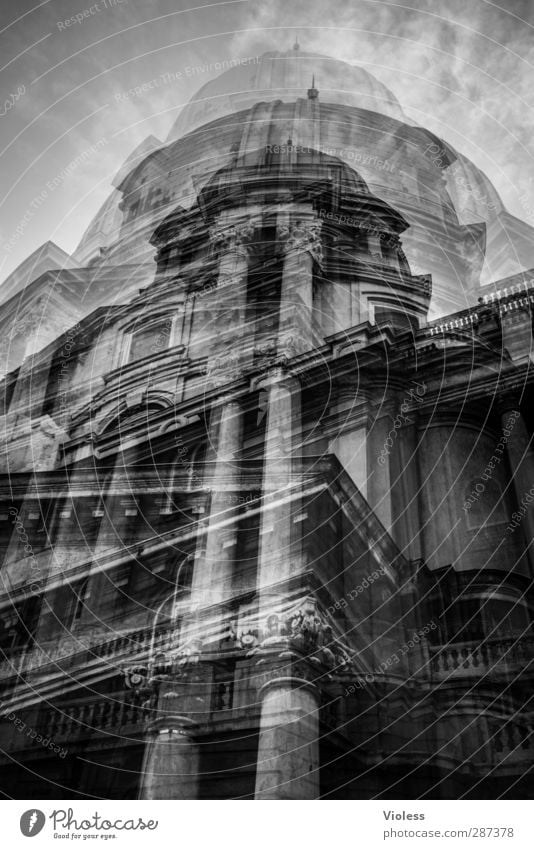 Happy Birthday Photocase party till the walls shake. Capital city Port City Old town Castle Budapest Double exposure Black & white photo Exterior shot