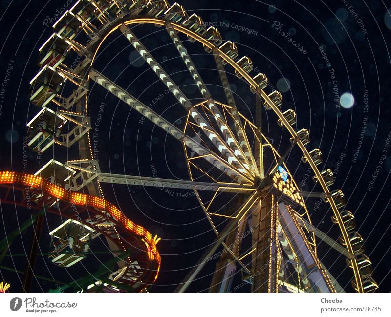 Ferris wheel Light Fairs & Carnivals Night Lamp Dark Black Attraction Rain