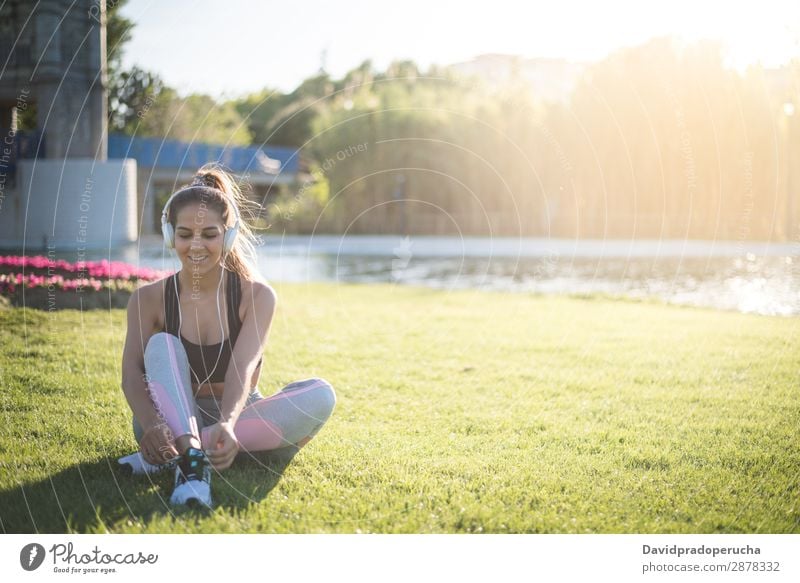 Athletic Girl Doing Stretching on the Grass Stock Photo - Image of