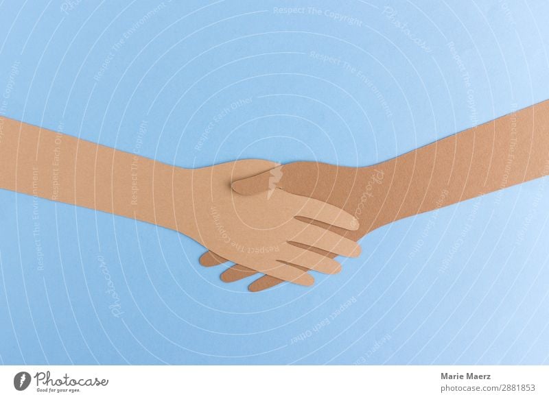 Shaking hands | Two hands cut out of paper shake hands Success To talk Team Human being Hand 2 Work and employment Communicate Make Friendliness Together Good