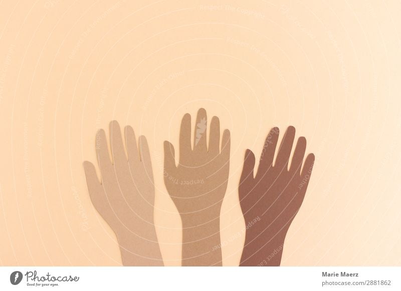 Hands of different skin colours Communicate Together Brave Safety Protection Safety (feeling of) Humanity Solidarity Help Responsibility Tolerant Hope Belief
