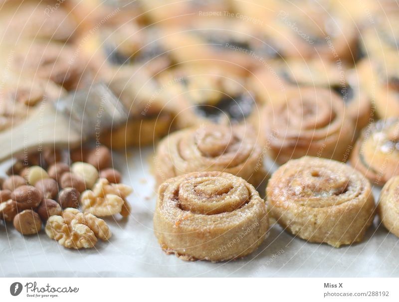 An animal with "N" = nut snail Food Dough Baked goods Cake Nutrition Delicious Sweet Walnut cinnamon bun Spiral cinnamon curl Bakery Crumpet Hazelnut Icing