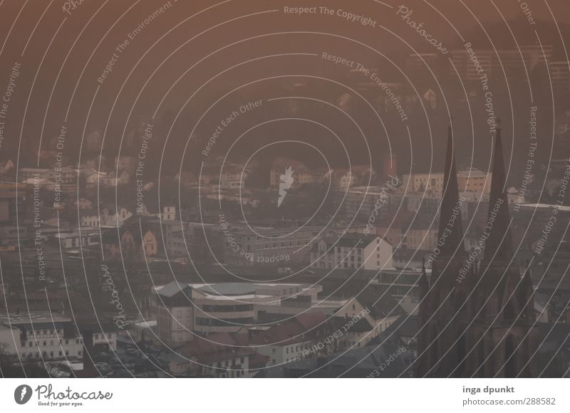 Marburg Sky Sunrise Sunset Climate Weather Fog Germany Hesse Town Downtown Vantage point Deserted House (Residential Structure) Church Dome Tourist Attraction