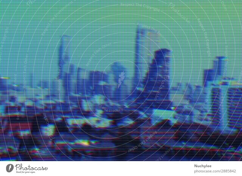 Modern buildings and cityscape background with digital glitch effect grid abstract backdrop business concept cyberspace data design element fractal futuristic