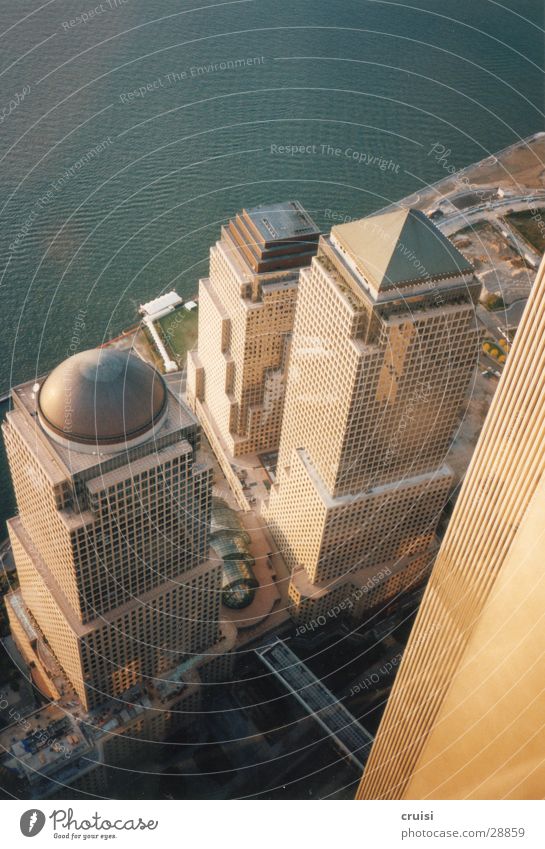 View from World Trade Center High-rise New York City Facade Domed roof Architecture Level Perspective Bird's-eye view High-rise facade Downward