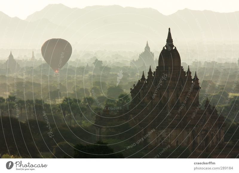 Bagan 2 Vacation & Travel Tourism Adventure Far-off places Freedom Sightseeing Sun Landscape Sunrise Sunset Sunlight Summer Beautiful weather Fog Hill Observe