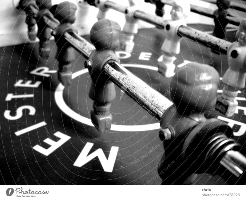 table football Gray scale value Leisure and hobbies Playing Sports team Master Rod Table soccer Black & white photo Macro (Extreme close-up) Central perspective