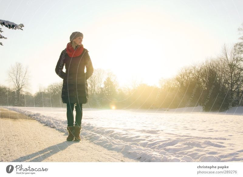 winter sun Elegant Style Relaxation Winter Snow Winter vacation Human being Young woman Youth (Young adults) 1 18 - 30 years Adults 30 - 45 years
