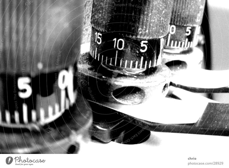 fine adjustment Buttons Gray scale value Industry rotary knob Black & white photo Contrast Perspective Detail Digits and numbers