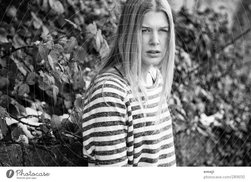 You Young woman Youth (Young adults) 1 Human being 18 - 30 years Adults Environment Nature Beautiful Striped sweater Black & white photo Exterior shot Day