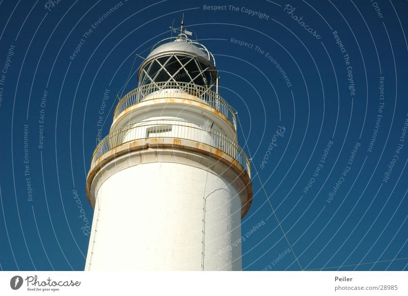 Lighthouse on Mallorcq Beacon Navigation White Navigation mark Majorca Cap Formentor Architecture Sky Blue