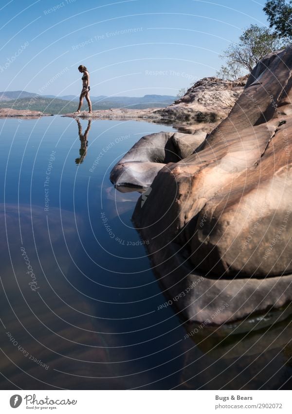 Infinity Pool our Style Swimming & Bathing Feminine Young woman Youth (Young adults) 1 Human being Nature Water Summer Rock Coast Beach Pond Lake Oasis Bikini