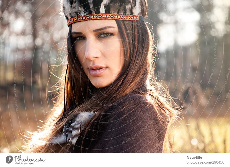 Equinox. Human being Feminine Young woman Youth (Young adults) Life 1 18 - 30 years Adults Fashion Cape Accessory Headwear Feather Hair and hairstyles Brunette