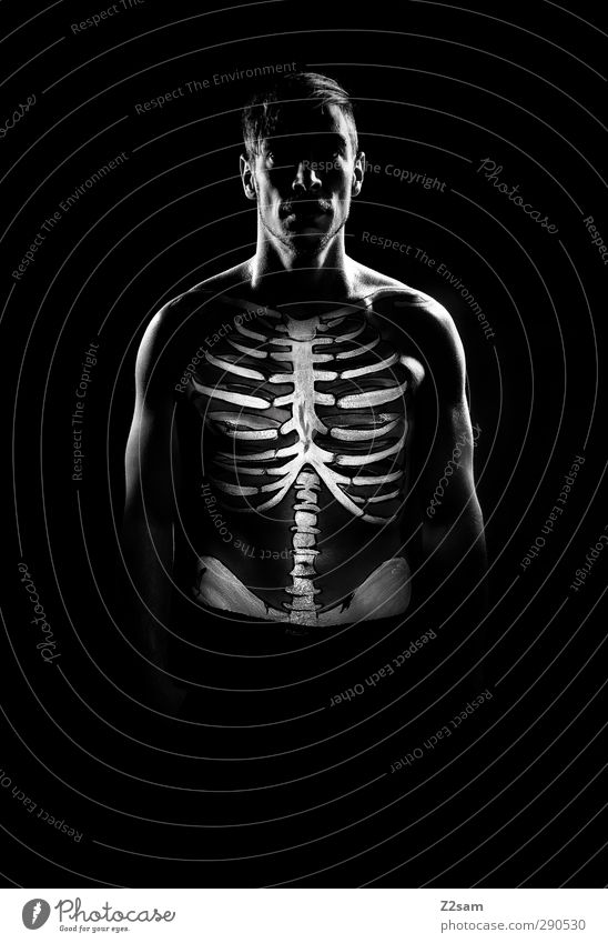 skeleton Masculine Young man Youth (Young adults) 30 - 45 years Adults Esthetic Athletic Dark Creepy Muscular Naked Trashy Bizarre Healthy Identity Uniqueness