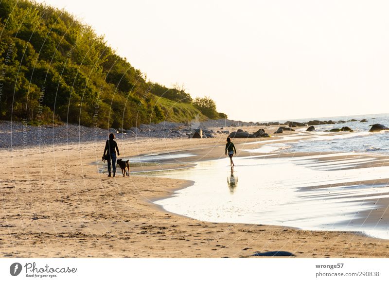 beach hike Vacation & Travel Trip Beach Human being Feminine Child Girl Young woman Youth (Young adults) 2 Water Sky Horizon Spring Beautiful weather Coast