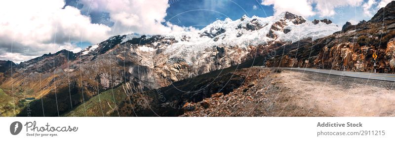 Bautiful snowy mountains in Huaraz, Peru, South America. Panoram cordillera Mountaineer Snow blanca huaraz Exterior shot Hiking Adventure Destination america