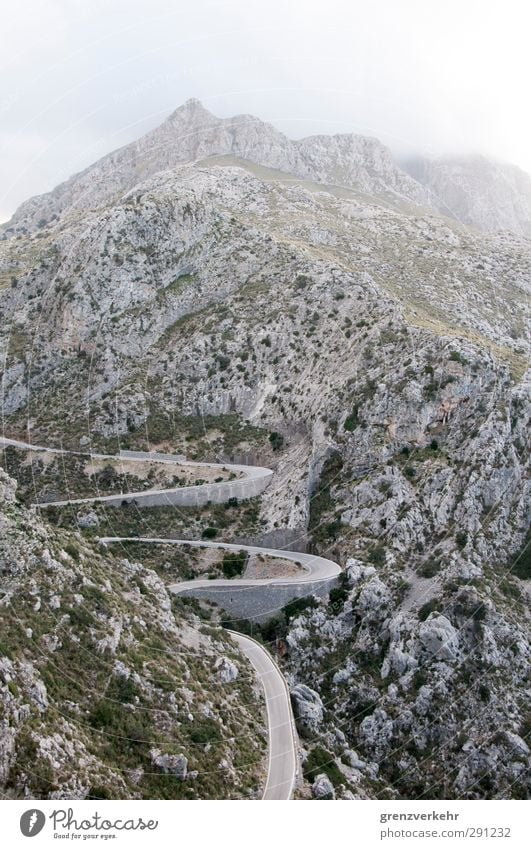 Curvaceous Mountain Traffic infrastructure Street Loneliness Winding road Curve Meandering Wiggly line Zigzag Slope serpentine road Sa Calobra Majorca