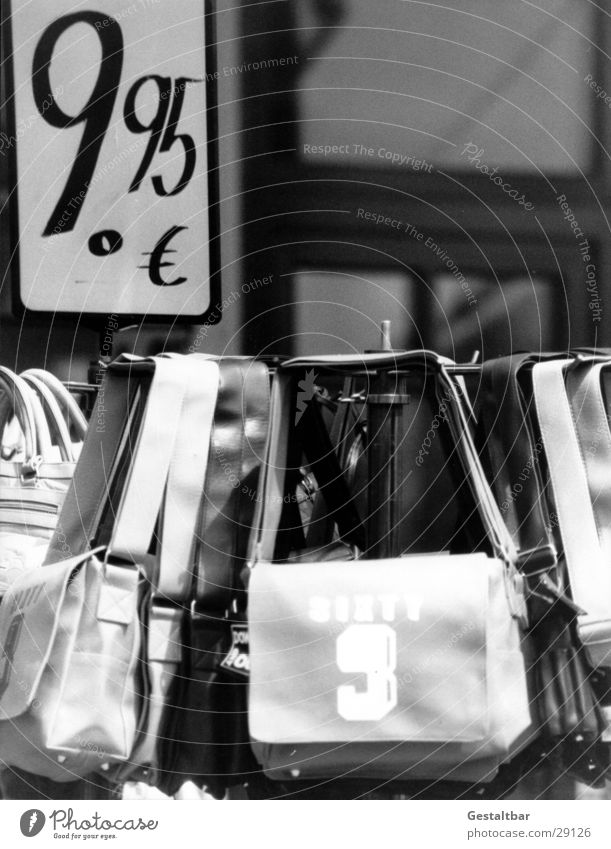 ninety-nine Bag 9 Price tag Cheap Offer Handbag Pedestrian precinct Formulated Leisure and hobbies Euro 9.95 € Black & white photo goods stand