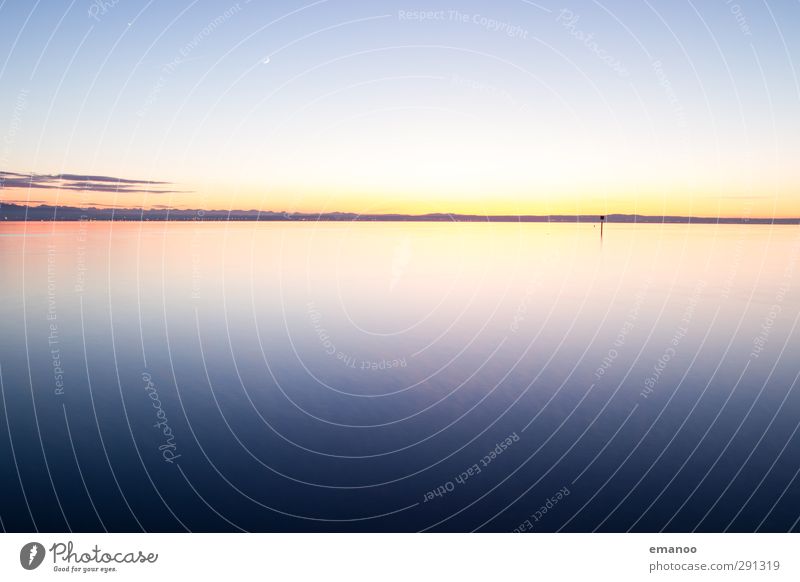 Lake Constance Nature Landscape Air Water Sky Horizon Sun Climate Weather Beautiful weather Coast Lakeside Bay Ocean Cold Wet Soft Blue Vignetting