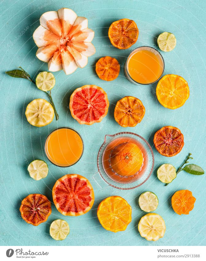 Freshly squeezed citrus juice Food Fruit Orange Beverage Juice Glass Style Design Healthy Eating Summer Yellow Background picture Grapefruit Vitamin C Pomelo