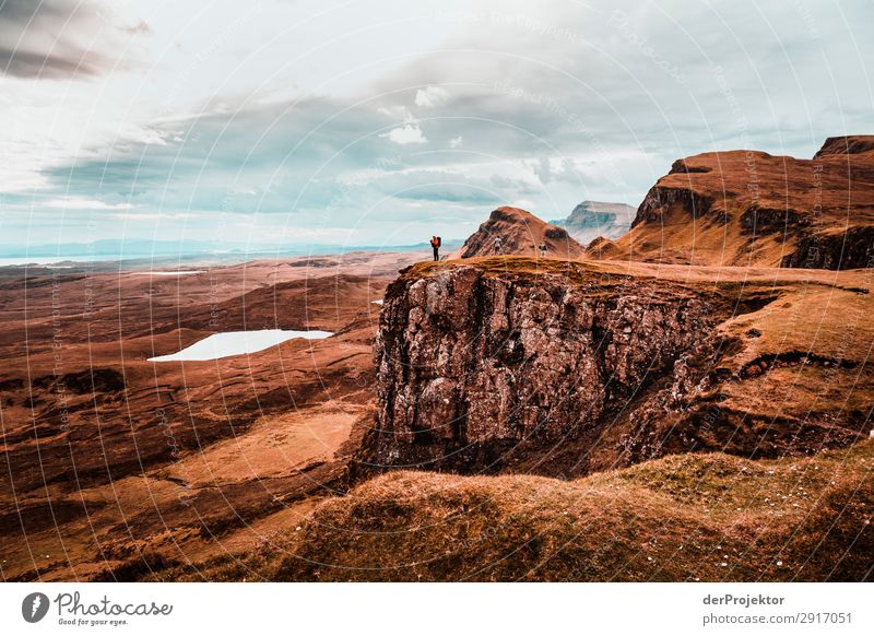 A photographer enjoys the view on Isle of Skye Nature Environment Hiking Vacation & Travel Mountain Sea coast hike hiking trail Quiraing Front view Light Day