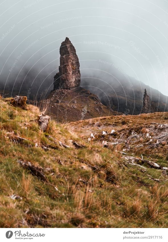 Old Man of Storr in the fog on Isle of Skye IV Trip Tourism Adventure Vacation & Travel Mountain Hiking Environment Far-off places Nature Freedom North Sea