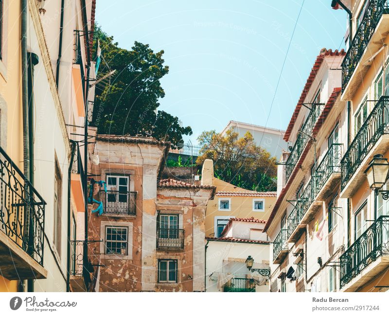 Colorful Apartment Building Facade In Lisbon, Portugal Home House (Residential Structure) Town Downtown Style Classic Vacation & Travel City Consistency