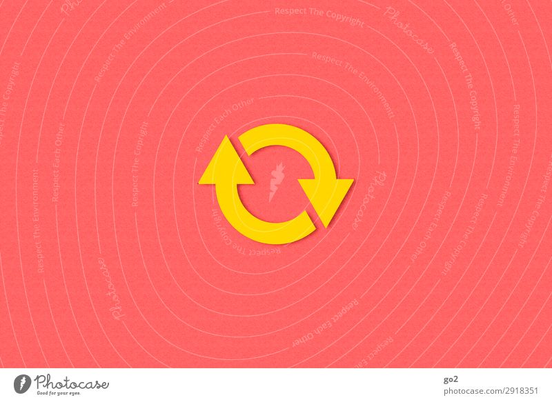 circulation Sign Arrow Circle Esthetic Simple Round Yellow Red Beginning Contentment Movement Center point Emphasis Infinity Change Time Recycling Excursion