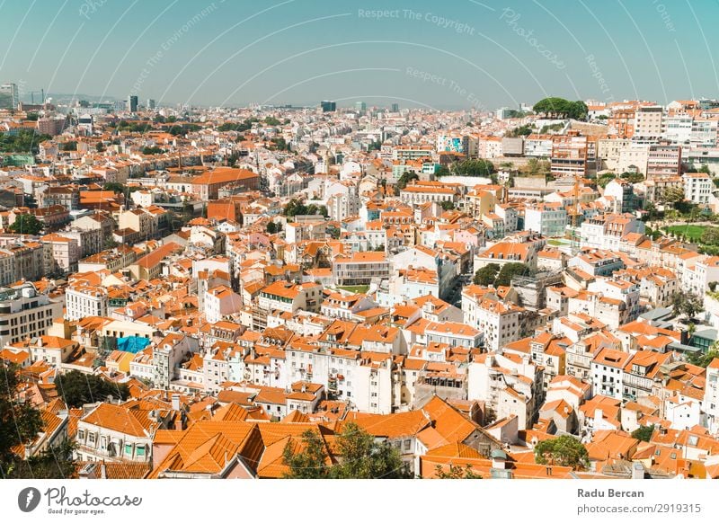 Aerial View Of Lisbon City Rooftops In Portugal Aircraft Vantage point Europe Vientiane Panorama (Format) Skyline Old Tourism Architecture Street Historic