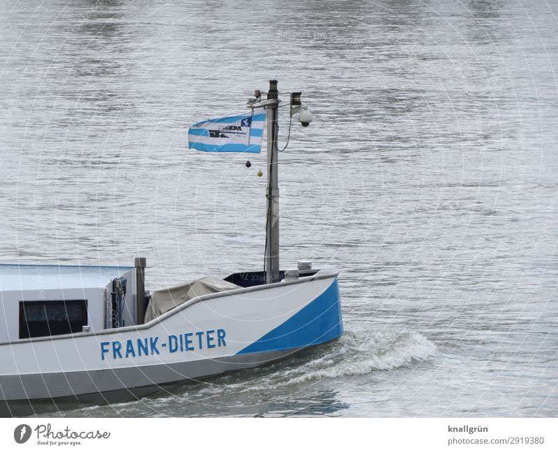 FRANK-DIETER Transport Navigation Inland navigation Characters Communicate Swimming & Bathing Blue Gray White Movement Uniqueness Logistics Cargo-ship Name Bow