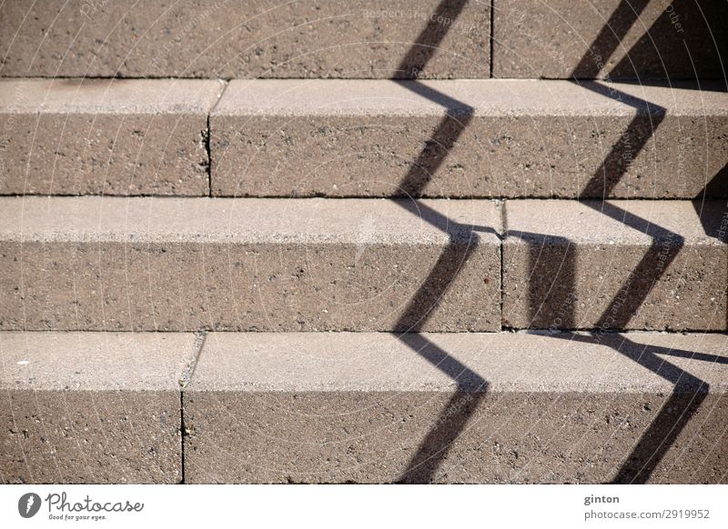 Balustrade shadow on staircase Architecture Stairs Concrete Sharp-edged Firm Perspective handrail shadow Handrail zig zag shadow Zigzag sloping staircase