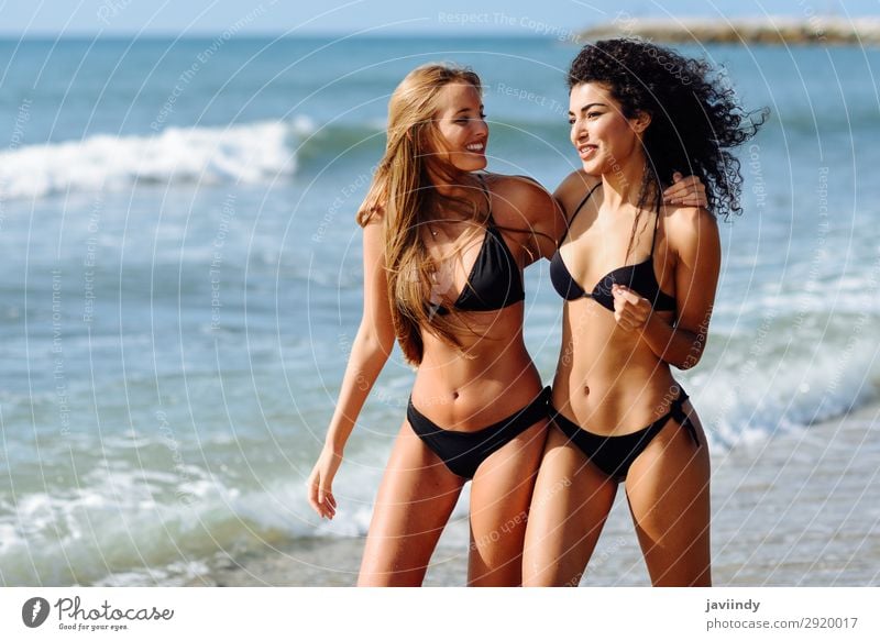 Cute Teenagers In Bathing Suits On Beach, Lifestyle Stock Footage