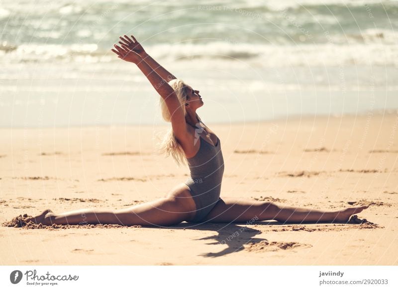 Royalty-Free photo: Yoga on beach