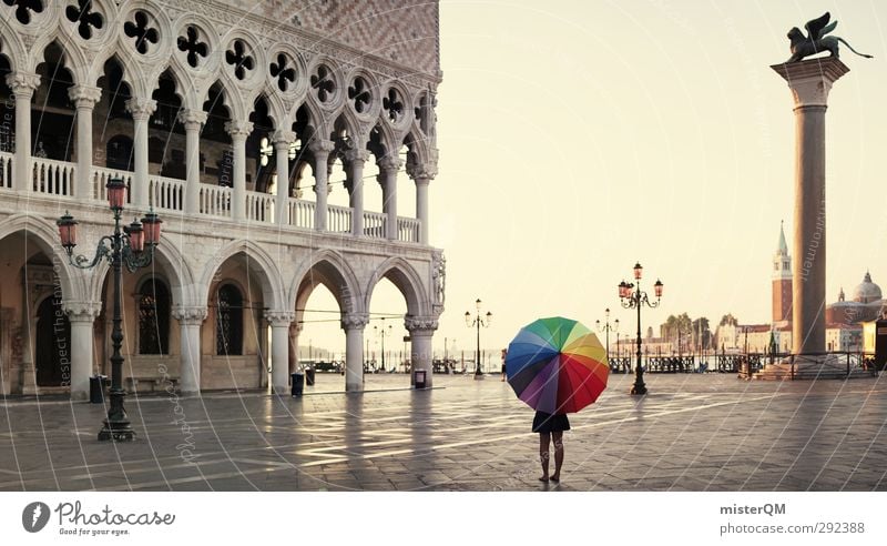 When I was happy. Art Esthetic Umbrella Multicoloured Patch of colour Creativity Idea Prismatic colors Venice Work of art Lantern Basilica San Marco Places
