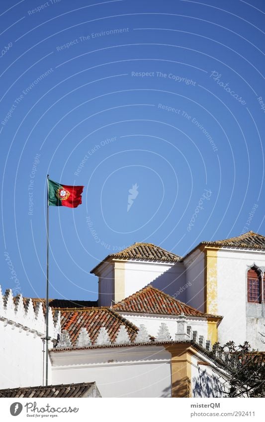 Portugal. Art Esthetic Flag Blow Lisbon House (Residential Structure) Small Town Coat of arms Patriotism Colour photo Subdued colour Exterior shot Experimental