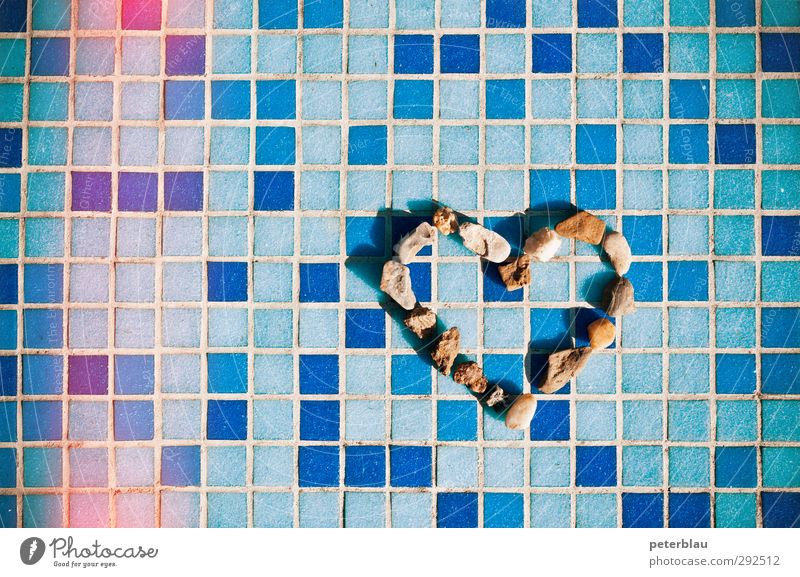 heart-cold Stone Heart Line Net Blue Happy Sympathy Together Calm Heart-shaped Display of affection Summery Mosaic Colour photo Exterior shot Close-up Abstract