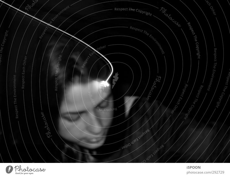 flash of thought Human being Masculine Young woman Youth (Young adults) Head Hair and hairstyles Face Eyes Ear Nose Mouth 1 18 - 30 years Adults Listen to music