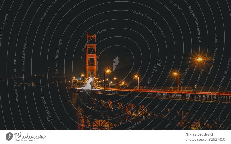 Golden Gate Night Light Traces Vacation & Travel Tourism Sightseeing City trip San Francisco San Francisco bay Town Deserted Tourist Attraction Landmark