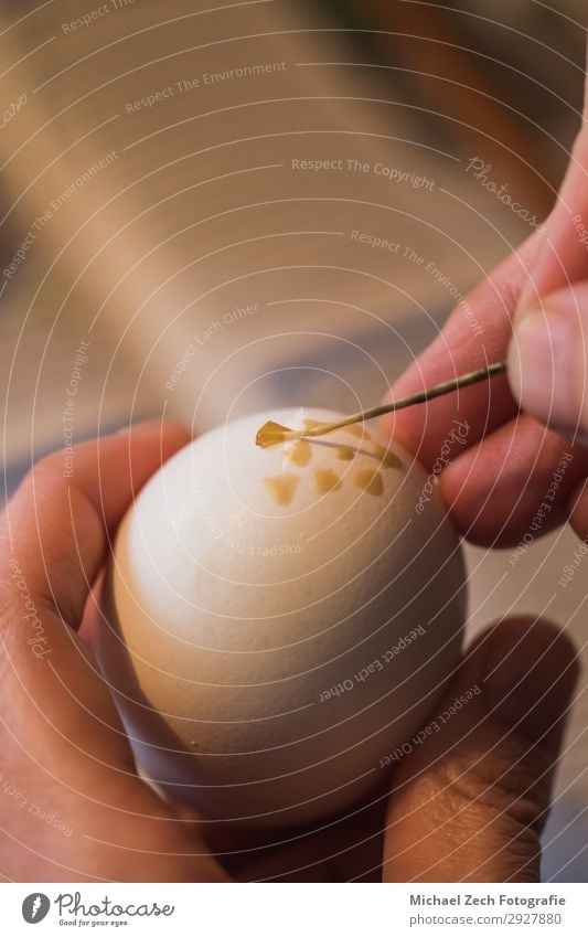 macro shot of woman, handpainting an easter egg with wax Design Beautiful Handicraft Decoration Feasts & Celebrations Easter Craft (trade) Art Culture Spring